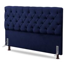 Cabeceira Cama Box Casal Queen Size Lylla 160cm Capitonê com Frame Suede Azul Marinho - Abmaza Cabeceira Cama Box Casal Queen Size Lylla 160cm Capitonê com Frame Suede Azul Marinho - Abmaza