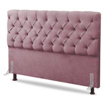 Cabeceira Cama Box Casal Queen Size Lylla 160cm Capitonê com Frame Veludo Rosê - Abmaza