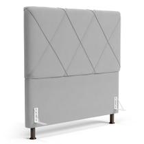 Cabeceira Cama Box Casal Queen Size Mel 160cm com Frame Veludo Cinza Claro - Abmaza Cabeceira Cama Box Casal Queen Size Mel 160cm com Frame Veludo Cinza Claro - Abmaza