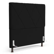 Cabeceira Cama Box Casal Queen Size Mel 160cm com Frame Veludo Preto - Desk Design Cabeceira Cama Box Casal Queen Size Mel 160cm com Frame Veludo Preto - Desk Design