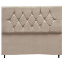 Cabeceira Cama Box Estofada Casal 140 Cm Geovana Suede bege