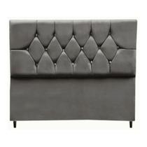 Cabeceira Cama Box Estofada Casal 140 cm Geovana Suede Cinza