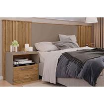 Cabeceira Cama Box Estofada Extensível Casal/Queen/King Lucius 2 Mesas c/ 1 Gaveta Buriti/Fendi - Caemmun Cabeceira Cama Box Estofada Extensível Casal/Queen/King Lucius 2 Mesas c/ 1 Gaveta Buriti/Fendi - Caemmun