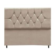 Cabeceira Cama Box Estofada Solteiro 90 Cm Geovana Suede Bege