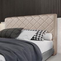 Cabeceira Cama Box King 1,93m Estofada Capri Linho Bege