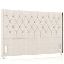 Cabeceira Cama Box King 195cm Estofada Frizza P05 Linho Creme - Lyam Decor Cabeceira Cama Box King 195cm Estofada Frizza P05 Linho Creme - Lyam Decor