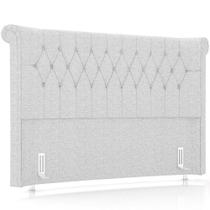 Cabeceira Cama Box King 195cm Estofada Meora P05 Linho Cinza Claro - Lyam Decor Cabeceira Cama Box King 195cm Estofada Meora P05 Linho Cinza Claro - Lyam Decor