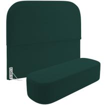 Cabeceira Cama Box King 195cm Lanna com Puff Recamier Doha W01 Bouclê Verde - Lyam Decor