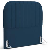 Cabeceira Cama Box King Estofada Orgânica 195cm Alice W01 Suede Azul Marinho - Lyam Decor Cabeceira Cama Box King Estofada Orgânica 195cm Alice W01 Suede Azul Marinho - Lyam Decor