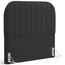 Cabeceira Cama Box King Estofada Orgânica 195cm Alice W01 Suede Preto - Lyam Decor Cabeceira Cama Box King Estofada Orgânica 195cm Alice W01 Suede Preto - Lyam Decor