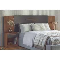 Cabeceira Cama Box Madeirado Casal/Queen Loanda c/ 2 Mesas e 2 Gavetas Jatobá/Grafite - Santos Andirá