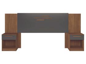 Cabeceira Cama Box Madeirado Casal/Queen Loanda c/ 2 Mesas e 2 Gavetas Jatobá/Grafite - Santos Andirá