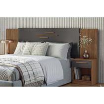 Cabeceira Cama Box Madeirado Casal/Queen Loanda c/ 2 Mesas e 2 Gavetas Jatobá/Grafite - Santos Andirá Cabeceira Cama Box Madeirado Casal/Queen Loanda c/ 2 Mesas e 2 Gavetas Jatobá/Grafite - Santos Andirá