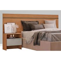 Cabeceira Cama Box Madeirado Cor Cumaru/Fendi Casal Prime 2 Mesas c/ 2 Gavetas Cumaru/Fendi - Novo Horizonte Cabeceira Cama Box Madeirado Cor Cumaru/Fendi Casal Prime 2 Mesas c/ 2 Gavetas Cumaru/Fendi - Novo Horizonte