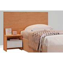Cabeceira Cama Box Madeirado Solteiro Prime c/ 1 Mesa e 1 Gaveta Cumaru/Fendi 25 - Novo Horizonte