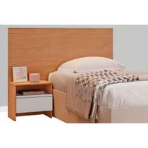 Cabeceira Cama Box Madeirado Solteiro Prime c/ 1Gaveta Freijó/FendiOff - Novo Horizonte