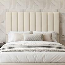 Cabeceira Cama Box Queen 160 cm Dália W01 Linho Champagne - Lyam Decor Cabeceira Cama Box Queen 160 cm Dália W01 Linho Champagne - Lyam Decor