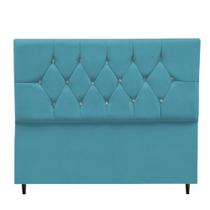 Cabeceira Cama Box Queen 160 Cm Geovana Suede Azul Turquesa
