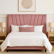 Cabeceira Cama Box Queen 160 Cm Noah Em Suede Com Frame Cor:rosê Cabeceira Cama Box Queen 160 Cm Noah Em Suede Com Frame Cor:rosê