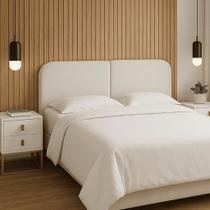 Cabeceira Cama Box Queen 160 cm Orgânica Tecido Bouclé