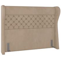 Cabeceira Cama Box Queen 160 cm P05 Madrid Veludo Bege - Lyam Decor