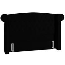 Cabeceira Cama Box Queen 160 cm P05 Sofia Bouclê Preto Lyam Decor Cabeceira Cama Box Queen 160 cm P05 Sofia Bouclê Preto Lyam Decor
