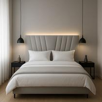 Cabeceira Cama Box Queen 160 cm Vivian em Suede Com Frame