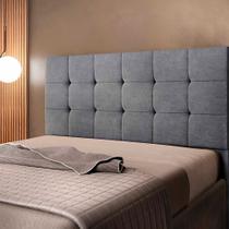 Cabeceira Cama Box Queen 1,60 Estofada Suede Cinza Julia Shop das Cabeceiras