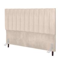 Cabeceira Cama Box Queen 160cm Carla Suede Bege E Frame - Tatite Decor