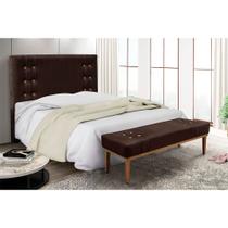 Cabeceira Cama Box Queen 160cm e Recamier Gênova Suede Café S04 - D'Rossi Cabeceira Cama Box Queen 160cm e Recamier Gênova Suede Café S04 - D'Rossi