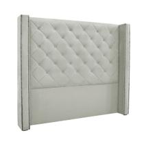 Cabeceira Cama Box Queen 160cm e Recamier Vicenza Veludo Prata S04 - D'Rossi