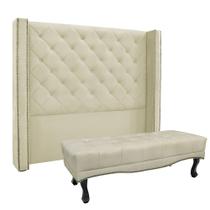 Cabeceira Cama Box Queen 160cm e Recamier Vicenza Veludo S04 - D'Rossi