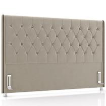 Cabeceira Cama Box Queen 160cm Estofada Frizza P05 Veludo Bege - Lyam Decor