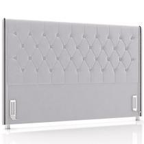 Cabeceira Cama Box Queen 160cm Estofada Frizza P05 Veludo Cinza - Lyam Decor