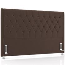 Cabeceira Cama Box Queen 160cm Estofada Frizza P05 Veludo Marrom - Lyam Decor