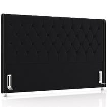 Cabeceira Cama Box Queen 160cm Estofada Frizza P05 Veludo Preto - Lyam Decor