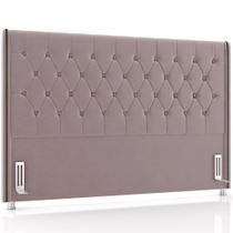 Cabeceira Cama Box Queen 160cm Estofada Frizza P05 Veludo Rosê - Lyam Decor