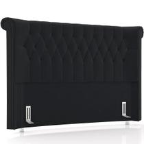 Cabeceira Cama Box Queen 160cm Estofada Meora P05 Veludo Preto - Lyam Decor