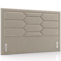 Cabeceira Cama Box Queen 160cm Estofada Nora P05 Veludo Bege