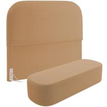 Cabeceira Cama Box Queen 160cm Lanna Com Puff Recamier Doha W01 Bouclê Mostarda - Lyam Decor Cabeceira Cama Box Queen 160cm Lanna Com Puff Recamier Doha W01 Bouclê Mostarda - Lyam Decor