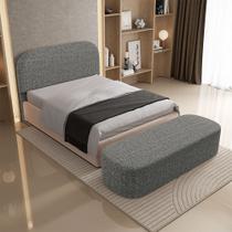 Cabeceira Cama Box Queen 160cm Lanna com Puff Recamier Doha W01 Linho Mescla Chumbo - Lyam Decor Cabeceira Cama Box Queen 160cm Lanna com Puff Recamier Doha W01 Linho Mescla Chumbo - Lyam Decor
