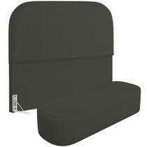 Cabeceira Cama Box Queen 160cm Lanna com Puff Recamier Doha W01 Linho Verde Musgo - Lyam Decor