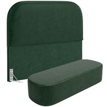 Cabeceira Cama Box Queen 160cm Lanna com Puff Recamier Doha W01 material sintético Verde - Lyam Decor