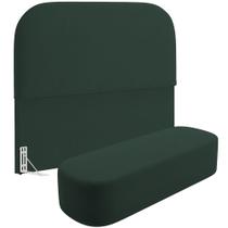 Cabeceira Cama Box Queen 160cm Lanna com Puff Recamier Doha W01 Suede Verde Musgo - Lyam Decor