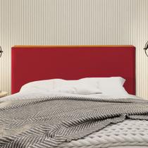 Cabeceira Cama Box Queen 1,60m Estofada Detalhe em Madeira Java Veludo Vermelho