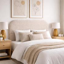 Cabeceira Cama Box Queen 1,60m Orgânica Luma Boucle Bege