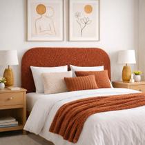 Cabeceira Cama Box Queen 1,60m Orgânica Luma Boucle Terracota