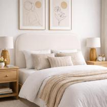 Cabeceira Cama Box Queen 1,60m Orgânica Luma material sintético Bege