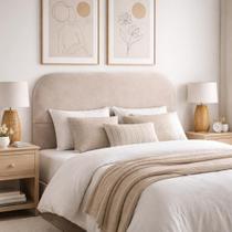 Cabeceira Cama Box Queen 1,60m Orgânica Luma Veludo Bege