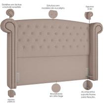 Cabeceira Cama Box Queen Com Tachas 160 Cm Sofia P05 Linho Bege Areia Cabeceira Cama Box Queen Com Tachas 160 Cm Sofia P05 Linho Bege Areia